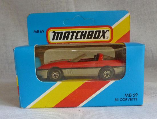 Picture of Matchbox Blue Box MB69 83 Corvette Red with Dot Dash Wheels