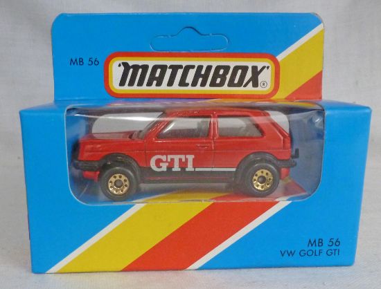 Picture of Matchbox Blue Box MB56 VW Golf GTI Large Tampo GOLD 8 Dot Wheels