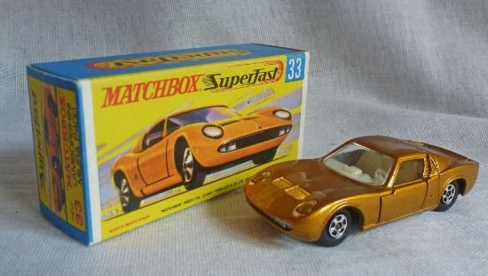Picture of Matchbox Superfast MB33c Lamborghini Miura Gold White Interior G Box