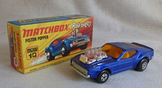 Picture of Matchbox Superfast MB10e Mustang Piston Popper Blue i Box
