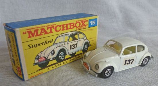 Picture of Matchbox Superfast MB15d Volkswagen 1500 Beetle Off White 137 DECALS F Box