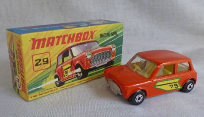 Picture of Matchbox Superfast MB29d Racing Mini Orange with Green Labels i Box