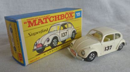Picture of Matchbox Superfast MB15d Volkswagen 1500 Beetle Pale Cream Solid Wheels F Box