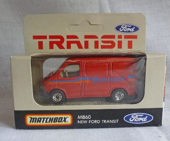 Picture of Matchbox Blue Box MB60 Ford Transit Red with 8 Dot Wheels & Promo Box
