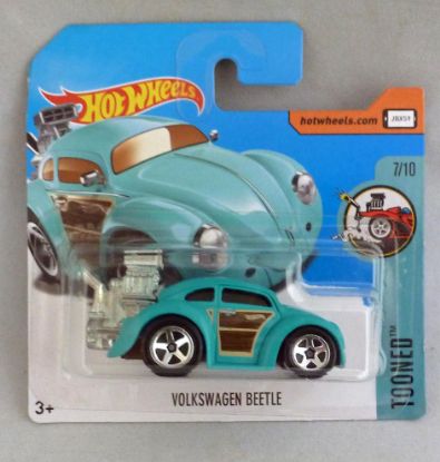 Picture of HotWheels Volkswagen Beetle Turquoise "Tooned" 7/10 Short Card
