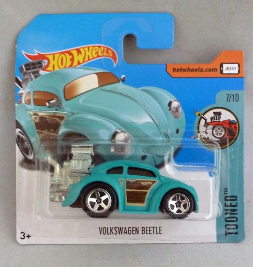 Picture of HotWheels Volkswagen Beetle Turquoise "Tooned" 7/10 Short Card