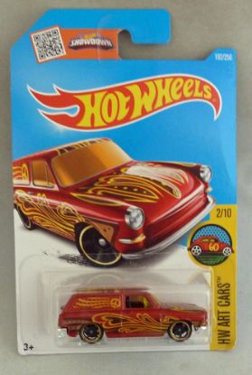 Picture of HotWheels Volkswagen Custom '69 Squareback Red "HW Art Cars" 2/10 Long Card