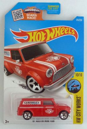 Picture of HotWheels '67 Austin Mini Van Red "HW City Works" Long Card