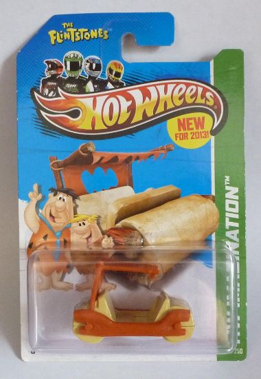 Picture of HotWheels "The Flinstones" Flintmobile Orange/Yellow Long Card