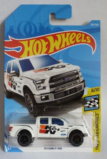 Picture of HotWheels '15 Ford F-150 White "HW Speed Graphics" Long Card