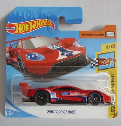 Picture of HotWheels 2016 Ford GT Race Red "Legends of Speed" Short Card