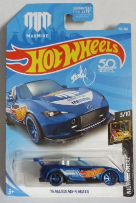 Picture of HotWheels '15 Mazda MX-5 Miata Blue "Nightburnerz" 3/10 Long Card