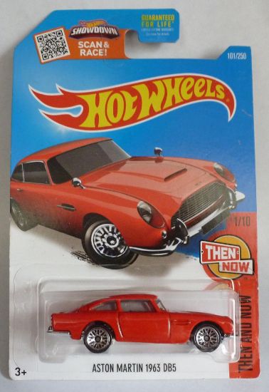 Picture of HotWheels Aston Martin DB5 Red "Then and Now" Long Card 1/10