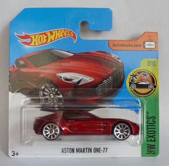 Picture of HotWheels Aston Martin One-77 Red "HW Exotics" 7/10 Long Card