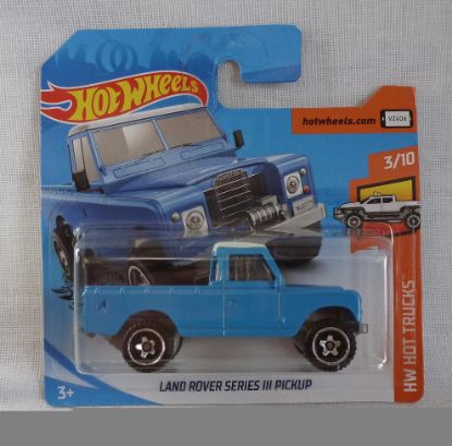 Picture of HotWheels Land Rover Series III Pick-Up Blue "HW Hot Trucks" 3/10 Short Card