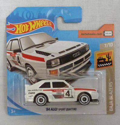 Picture of HotWheels '84 Audi Quattro Sport White "Baja Blazers" 7/10 Short Card