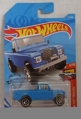 Picture of HotWheels Land Rover Series III Pick-Up Blue "HW Hot Trucks" 3/10 Long Card