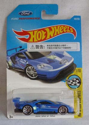 Picture of HotWheels 2016 Ford GT Race Blue "HW Speed Graphics" Long Card