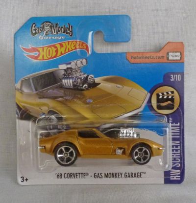 Picture of HotWheels '68 Corvette Gas Monkey Garage Gold Short Card