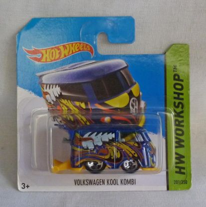 Picture of HotWheels Volkswagen Camper Van Kool Kombi Dark Blue "HW Workshop" Short Card