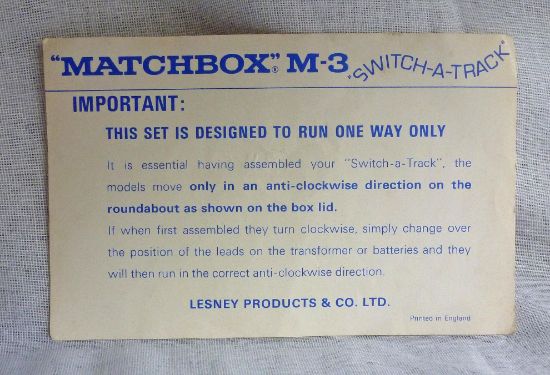 Picture of Matchbox Motorway Switch-A-Track Leaflet [One Way Instruction]