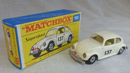 Picture of Matchbox Superfast MB15d Volkswagen 1500 Beetle Off White Hollow Wheels F Box
