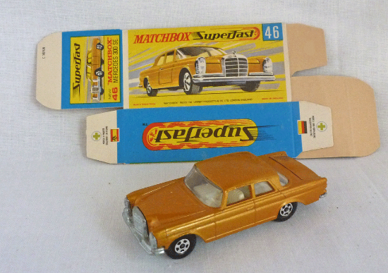 Picture of Matchbox Superfast MB46c Mercedes 300 SE Coupe Light Gold with MINT UNFOLDED BOX!