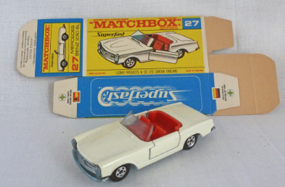 Picture of Matchbox Superfast MB27d Mercedes 230 SL Off White with MINT UNFOLDED BOX!