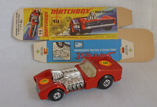 Picture of Matchbox Superfast MB19e Road Dragster Red with MINT UNFOLDED BOX!