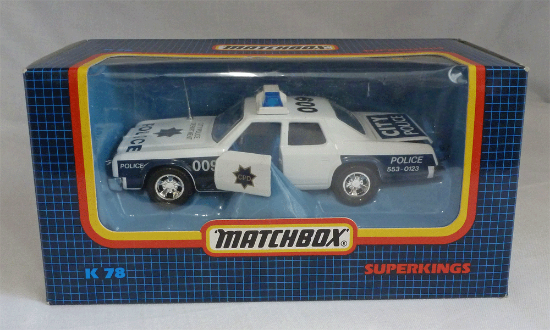 Picture of Matchbox SuperKings K-78 Plymouth Police Car "City Police" White