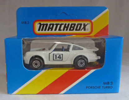 Picture of Matchbox Blue Box MB3 Porsche Turbo White with Blue Interior [A]