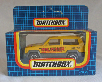 Picture of Matchbox Dark Blue Box MB27 Jeep Cherokee Yellow "Mr Fixer"