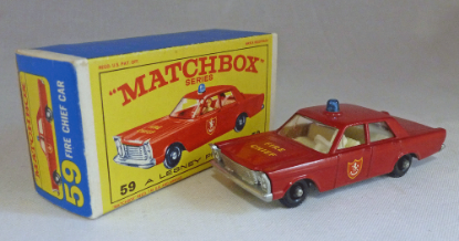 Picture of Matchbox Toys MB59c Ford Galaxie Fire Chief Dark Red E4 Box