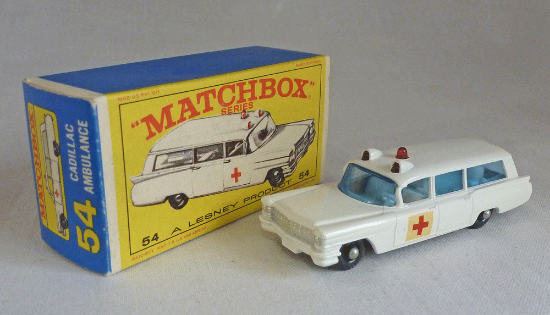 Picture of Matchbox Toys MB54b Cadillac Ambulance with Small Decals E4 Box