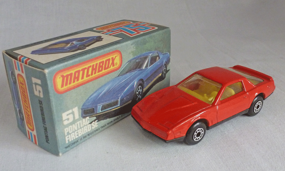 Matchbox Superfast MB51f Pontiac Firebird COLOUR TRIAL MODEL with BLACK BASE