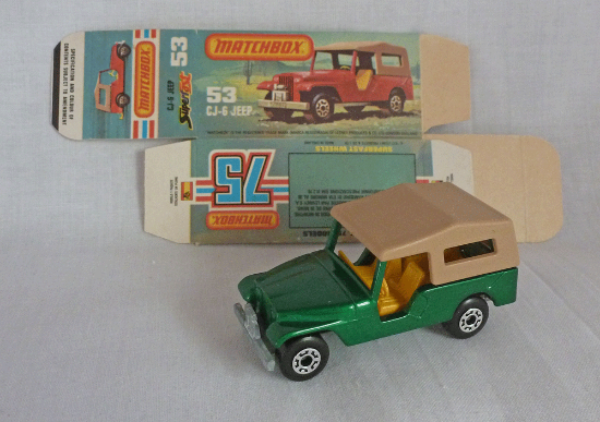 Picture of Matchbox Superfast MB53e CJ 6 Jeep Green with MINT UNFOLDED BOX!