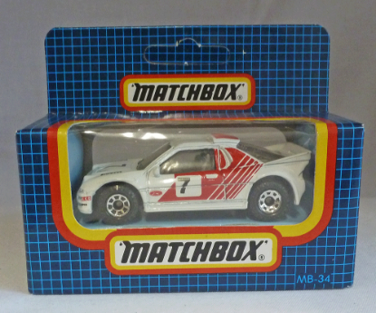Picture of Matchbox Dark Blue Box MB34 Ford RS 200 White with Red/Black Tampos