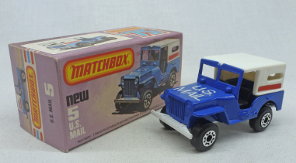 Picture of Matchbox Superfast MB5g US Mail Jeep Blue with Sleet N Snow Base