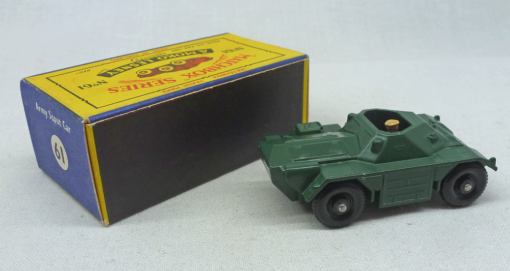 Rockertron Toys. Moko Lesney Matchbox MB61a Ferret Scout Car B5 Box