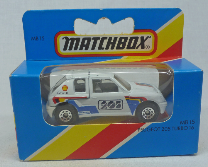 Picture of Matchbox Blue Box MB15 Peugeot 205 Turbo 16 with DB Door Tampos