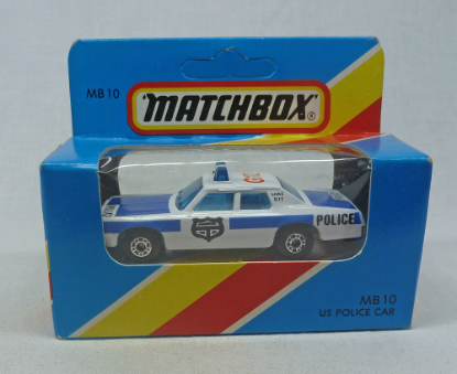 Picture of Matchbox Blue Box MB10 US Police Car with Shield Door Tampos