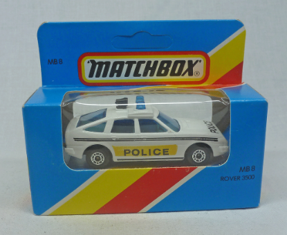 Picture of Lesney Matchbox Blue Box MB8i Rover 3500 Police Car with Black Siren