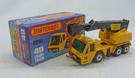 Picture of Matchbox Superfast MB49d Crane Truck Yellow/Black A1 with Green Windows