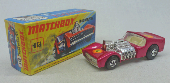Picture of Matchbox Superfast MB19e Road Dragster Purple with 8 Labels