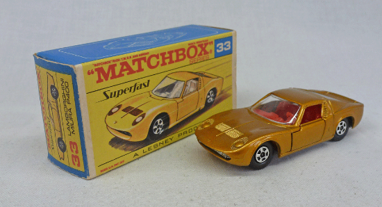 Picture of Matchbox Superfast MB33c Lamborghini Muira Gold with RED Interior F Box