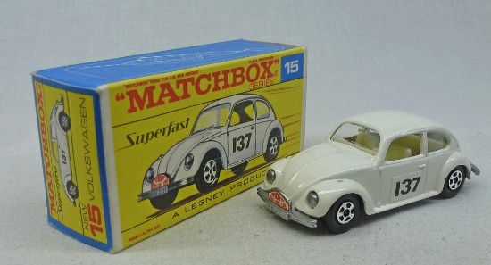 Picture of Matchbox Superfast MB15d Volkswagen 1500 Beetle Off White Door Labels Solid Wheels F Box
