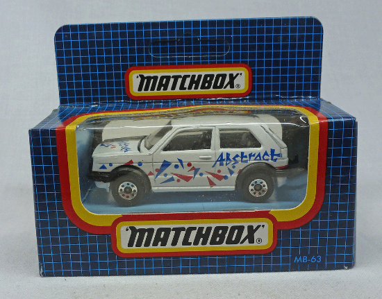 Picture of Matchbox Dark Blue Box MB63 VW Golf GTi White with "Abstract" Tampos