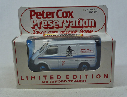 Picture of Matchbox MB60 Ford Transit Van "Peter Cox Preservation" with Promo Box