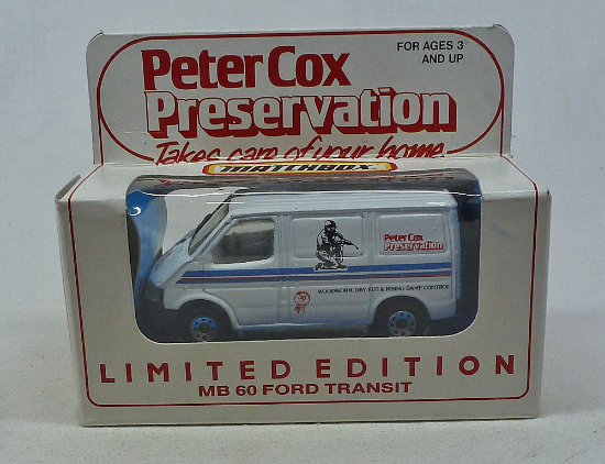 Picture of Matchbox MB60 Ford Transit Van "Peter Cox Preservation" with Promo Box
