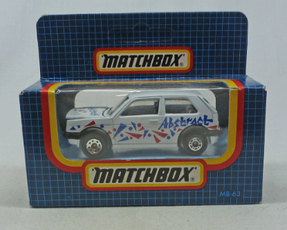 Picture of Matchbox Dark Blue Box MB63 VW Golf GTi White with "Abstract" Tampos